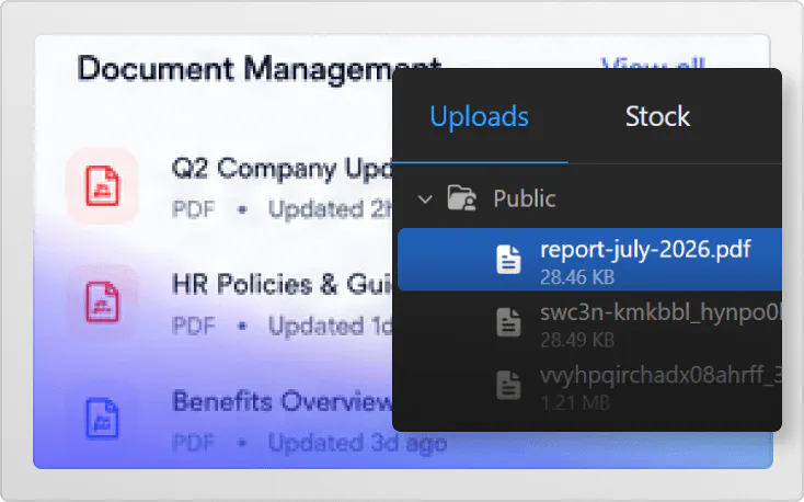 Custom intranet platform document managemeny functionality image